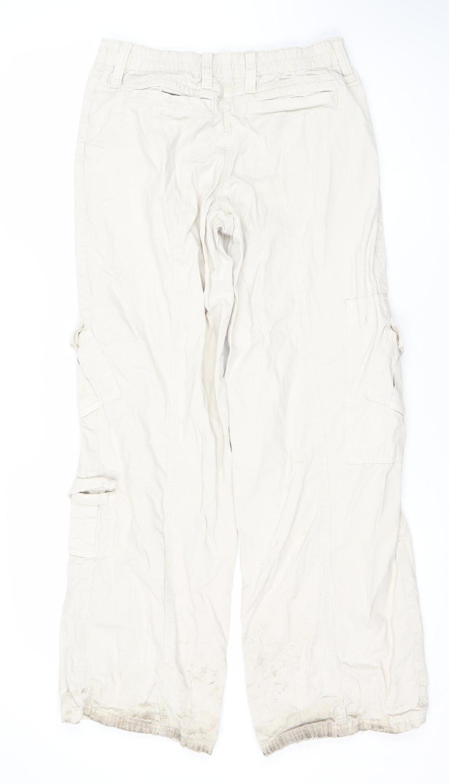 BDG Women's Beige Cargo Trousers, Size S, Cotton