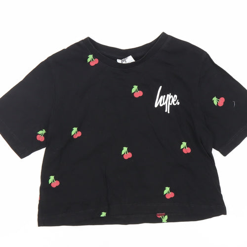 Hype Girls' Black Cherry Cropped T-Shirt, Size 11-12Y