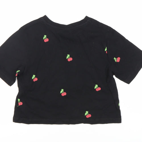 Hype Girls' Black Cherry Cropped T-Shirt, Size 11-12Y