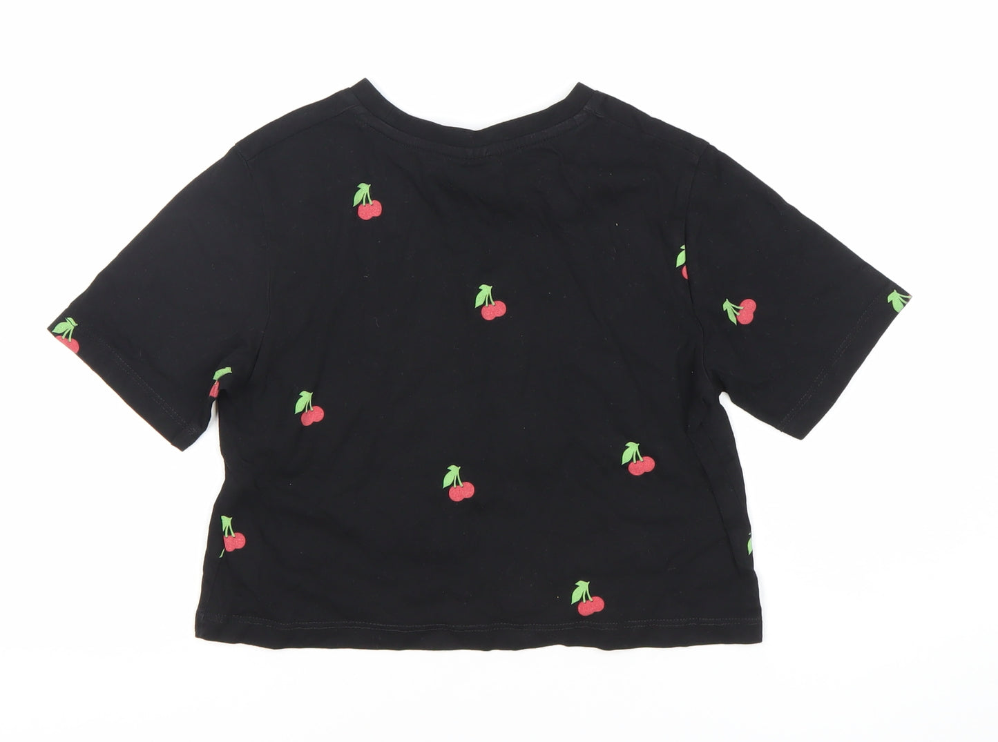 Hype Girls' Black Cherry Cropped T-Shirt, Size 11-12Y