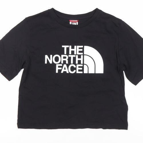 The North Face Black Girls' M T-Shirt, Logo Accent, Casual Cotton