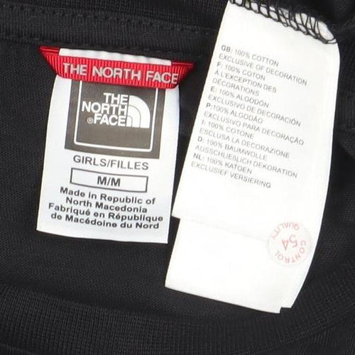 The North Face Black Girls' M T-Shirt, Logo Accent, Casual Cotton