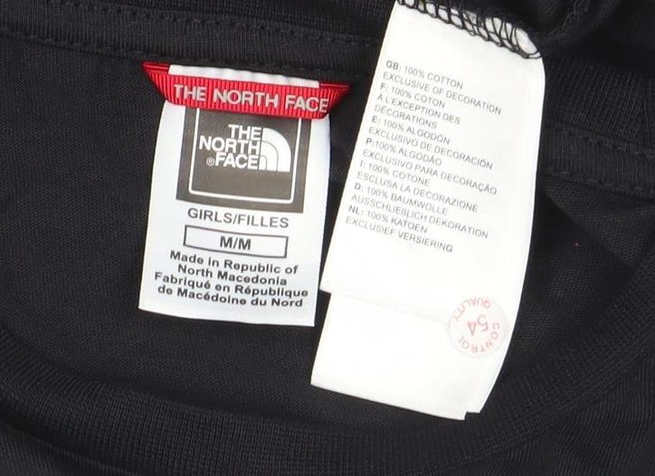 The North Face Black Girls' M T-Shirt, Logo Accent, Casual Cotton