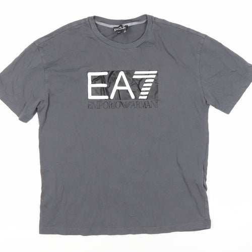 Emporio Armani Logo Boys Grey Cotton T-Shirt, 12 Years Casual