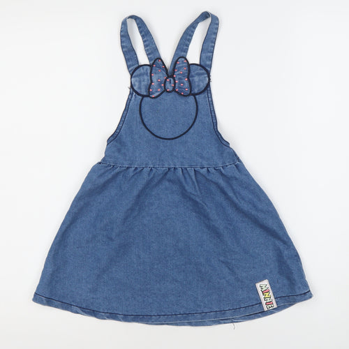 Minnie Girls Blue Denim Pinafore Dress 110 - Casual, Party Ready