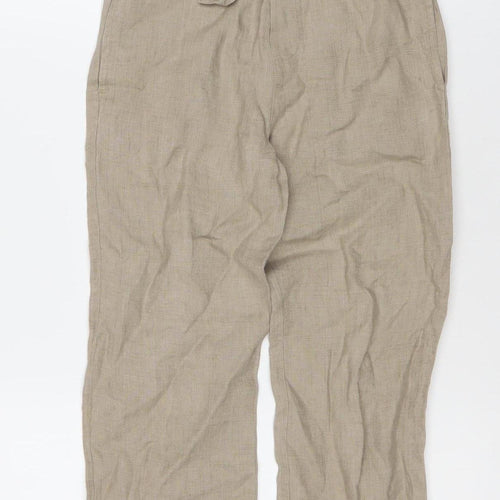 Monsoon Boys Brown Linen Trousers 6-7 Years Relaxed Fit