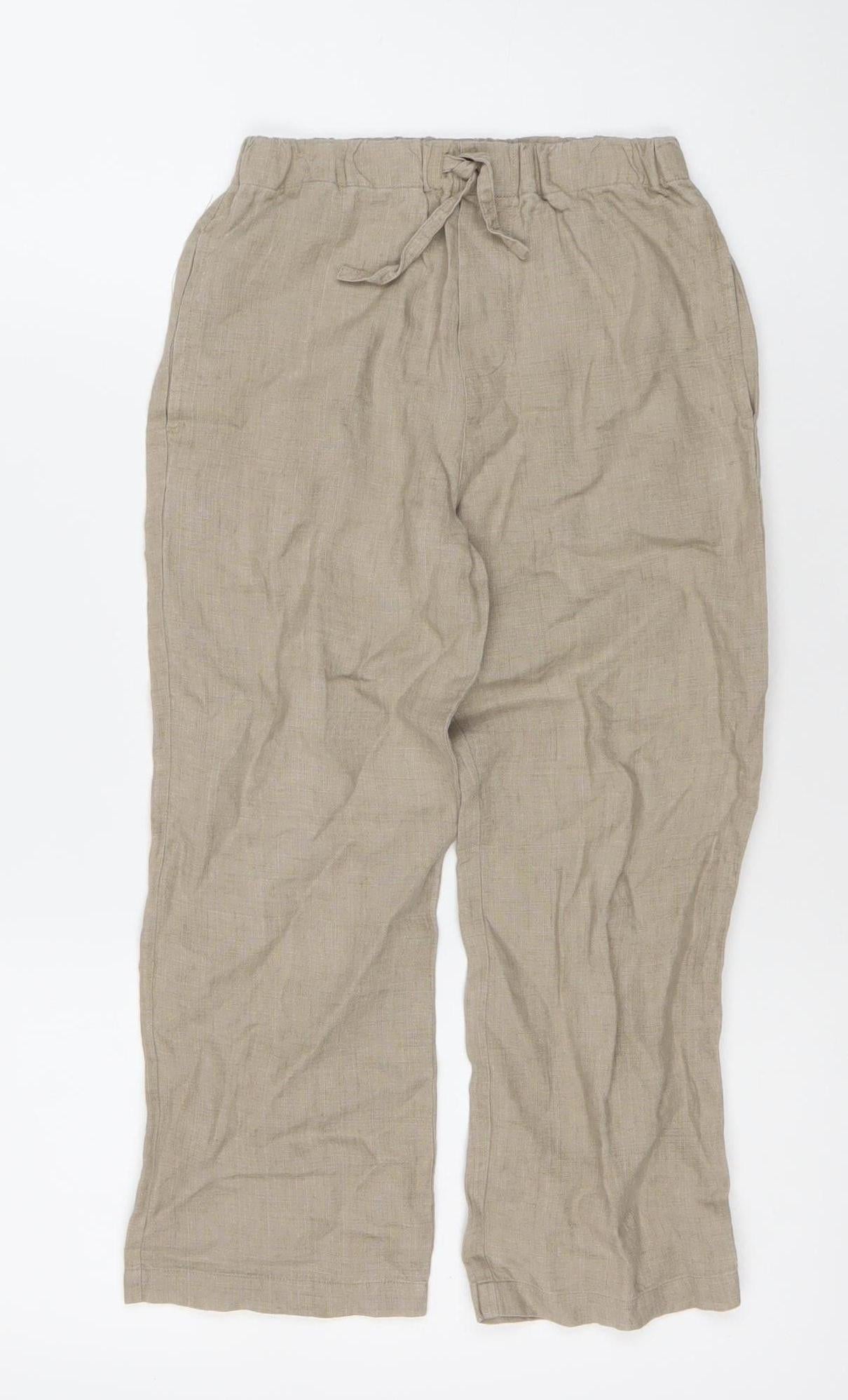 Monsoon Boys Brown Linen Trousers 6-7 Years Relaxed Fit