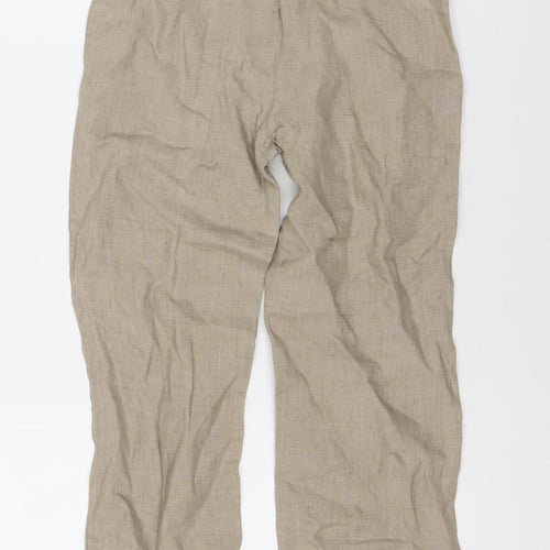 Monsoon Boys Brown Linen Trousers 6-7 Years Relaxed Fit