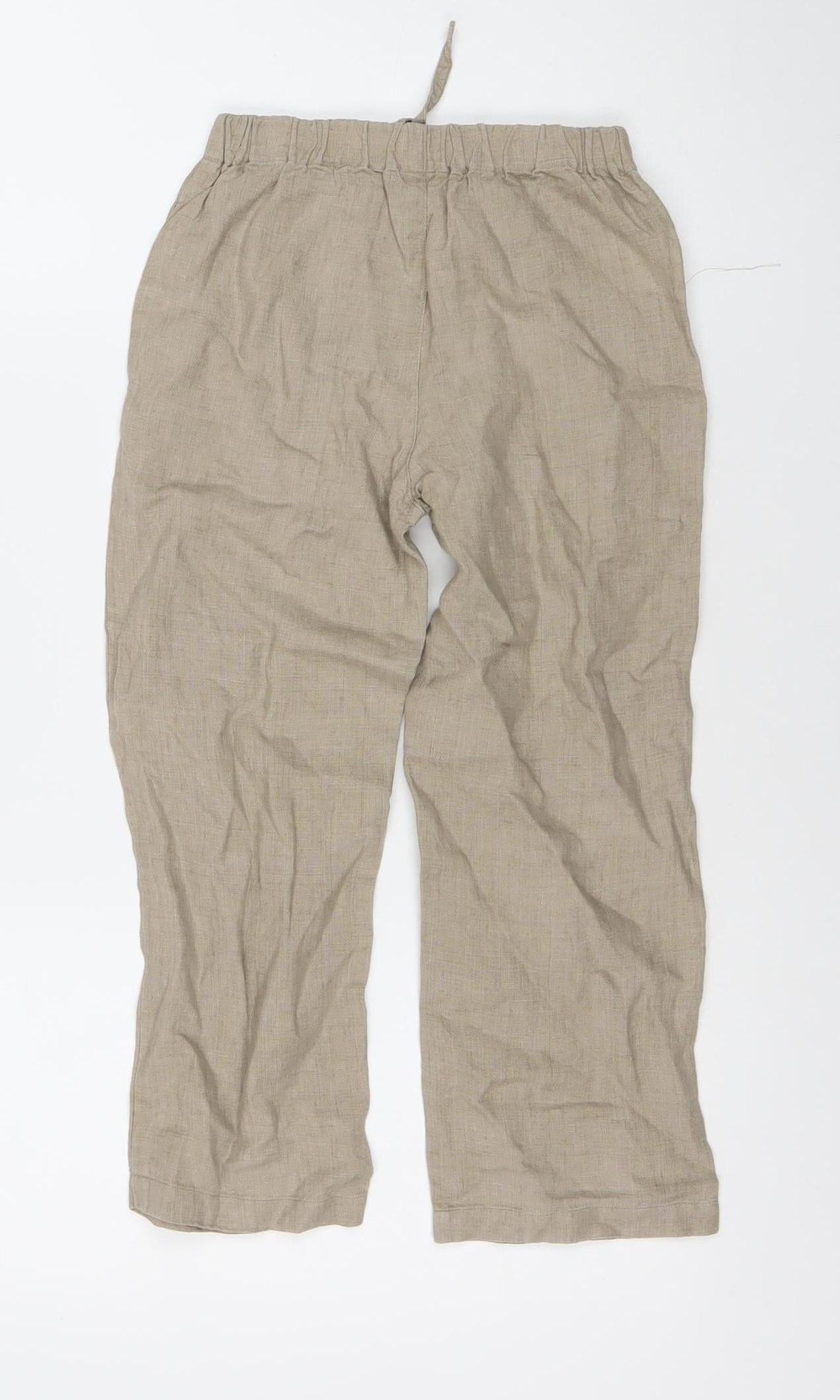 Monsoon Boys Brown Linen Trousers 6-7 Years Relaxed Fit