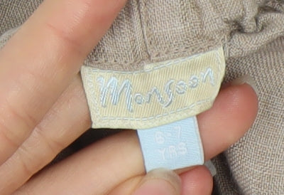 Monsoon Boys Brown Linen Trousers 6-7 Years Relaxed Fit