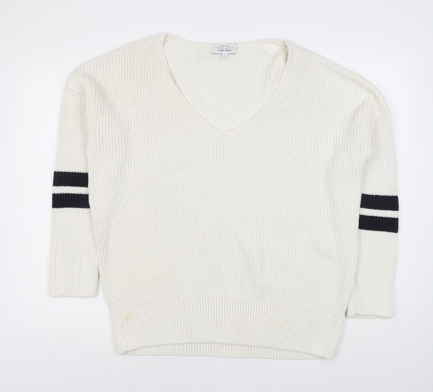Patty Boutik Women's White V-Neck Jumper Size 12