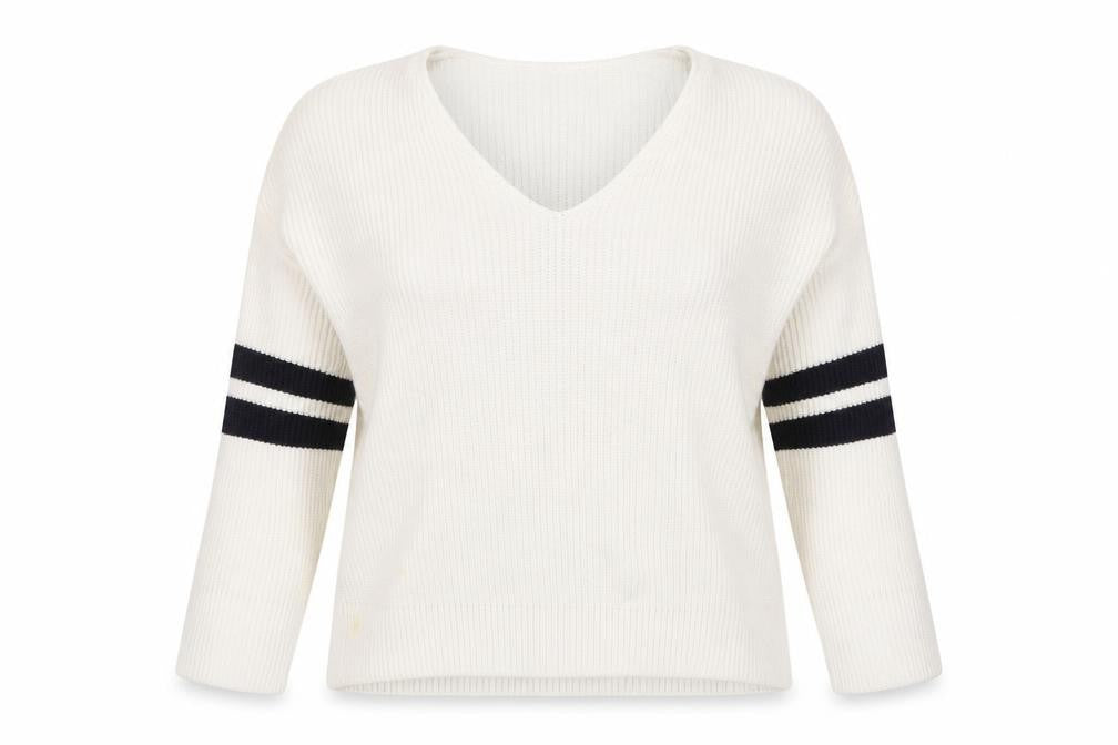 Front view of Patty Boutik Women's White V-Neck Jumper, size 12