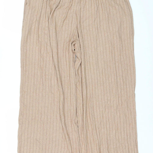 The Lounge Edit Women's Beige Wide-Leg Trousers Size 14