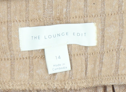 The Lounge Edit Women's Beige Wide-Leg Trousers Size 14