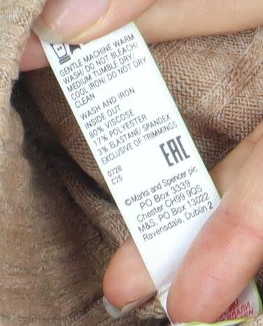 The Lounge Edit Women's Beige Wide-Leg Trousers Size 14