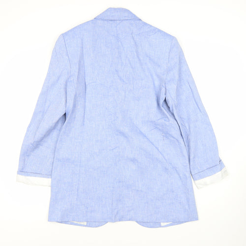 Zara Women's Blue Linen Blazer 2XS
