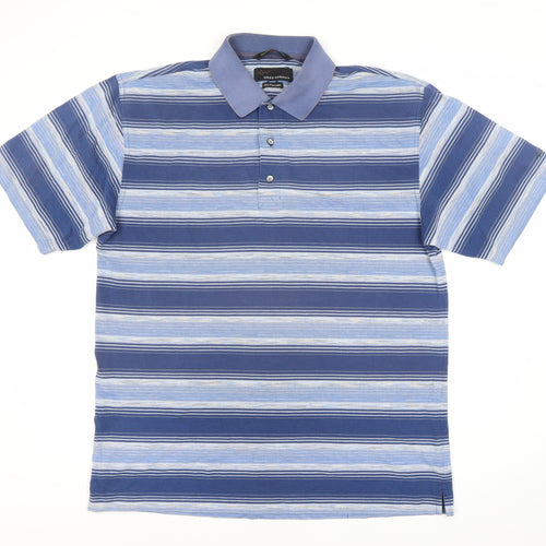Greg Norman Men's Blue Striped Polo Shirt