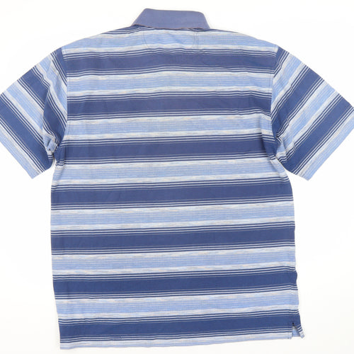 Greg Norman Men's Blue Striped Polo Shirt