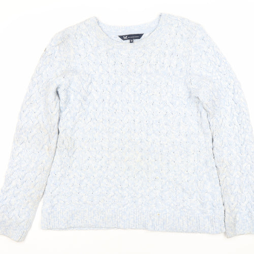 Crew Clothing Women's Blue Cable-Knit Jumper, Size 12