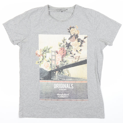 Jack & Jones Men’s Grey Graphic Short Sleeve T-Shirt