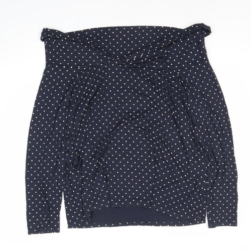 Bonmarche Women's Blue Polka Dot Cowl Neck Top