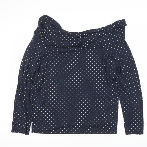 Bonmarche Women's Blue Polka Dot Cowl Neck Top
