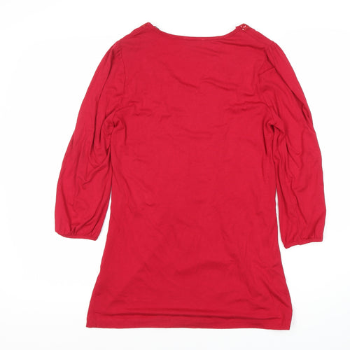 Soon Women's Red 3/4 Sleeve Sequin Tunic Blouse - Size 10