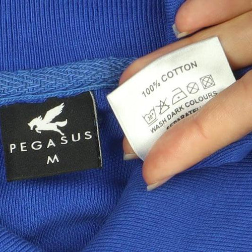 Pegasus Men's Blue Medium Cotton Polo Shirt