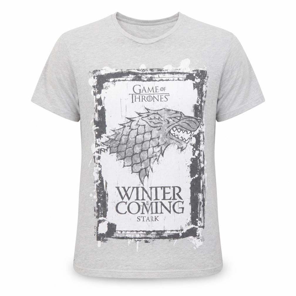 Front view of Game of Thrones Grey Stark Men's T-Shirt, size L