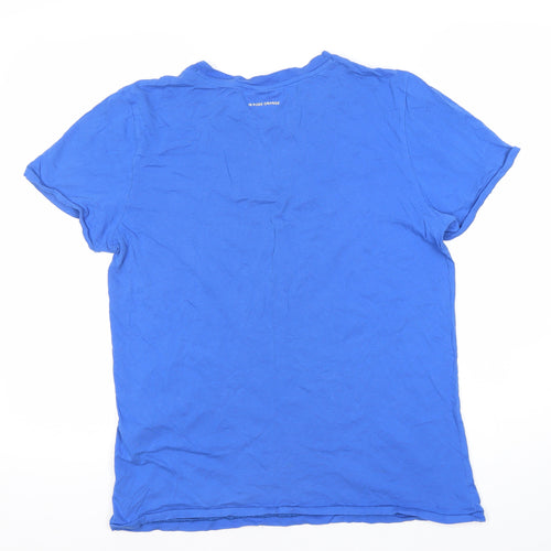 Boss Orange Men's Blue Graphic Print T-Shirt, Size L