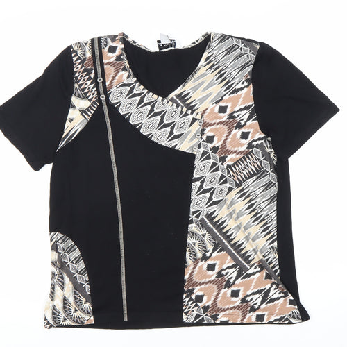 Afibel Women’s Geometric T-Shirt V-Neck, Size 18, Aztec Pattern
