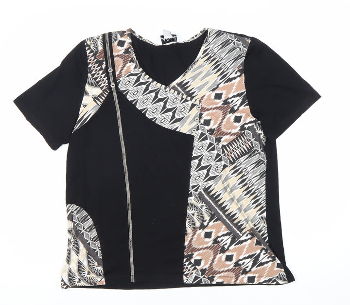 Afibel Women’s Geometric T-Shirt V-Neck, Size 18, Aztec Pattern