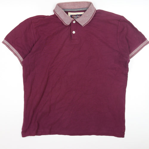 Charles Wilson Men's Red Polo Shirt, Size L, Short Sleeve