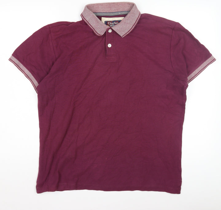 Charles Wilson Men's Red Polo Shirt, Size L, Short Sleeve