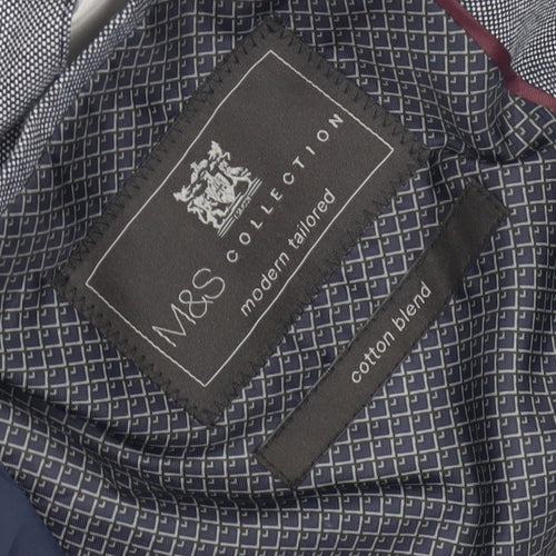 Marks and Spencer Men's Blue Blazer, Size 36 - Cotton Blend