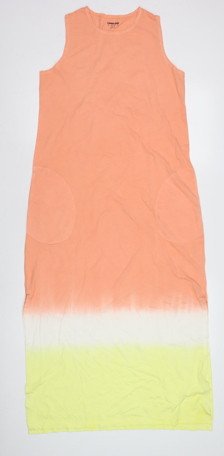 Lands' End Women Multicoloured Cotton Casual Dress S