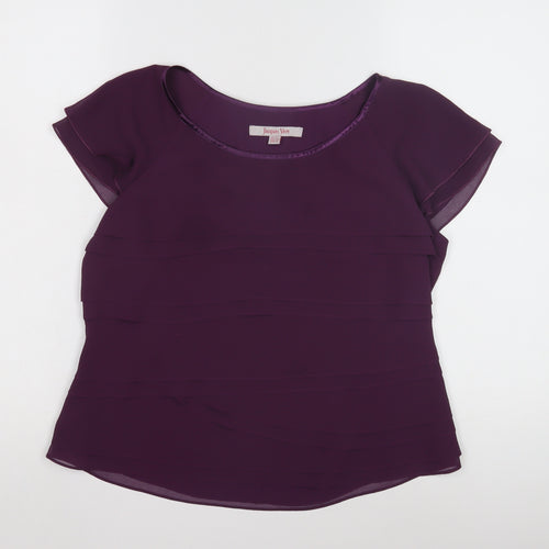 Jacques Vert Women's Purple Blouse, Size 12, Short Sleeve