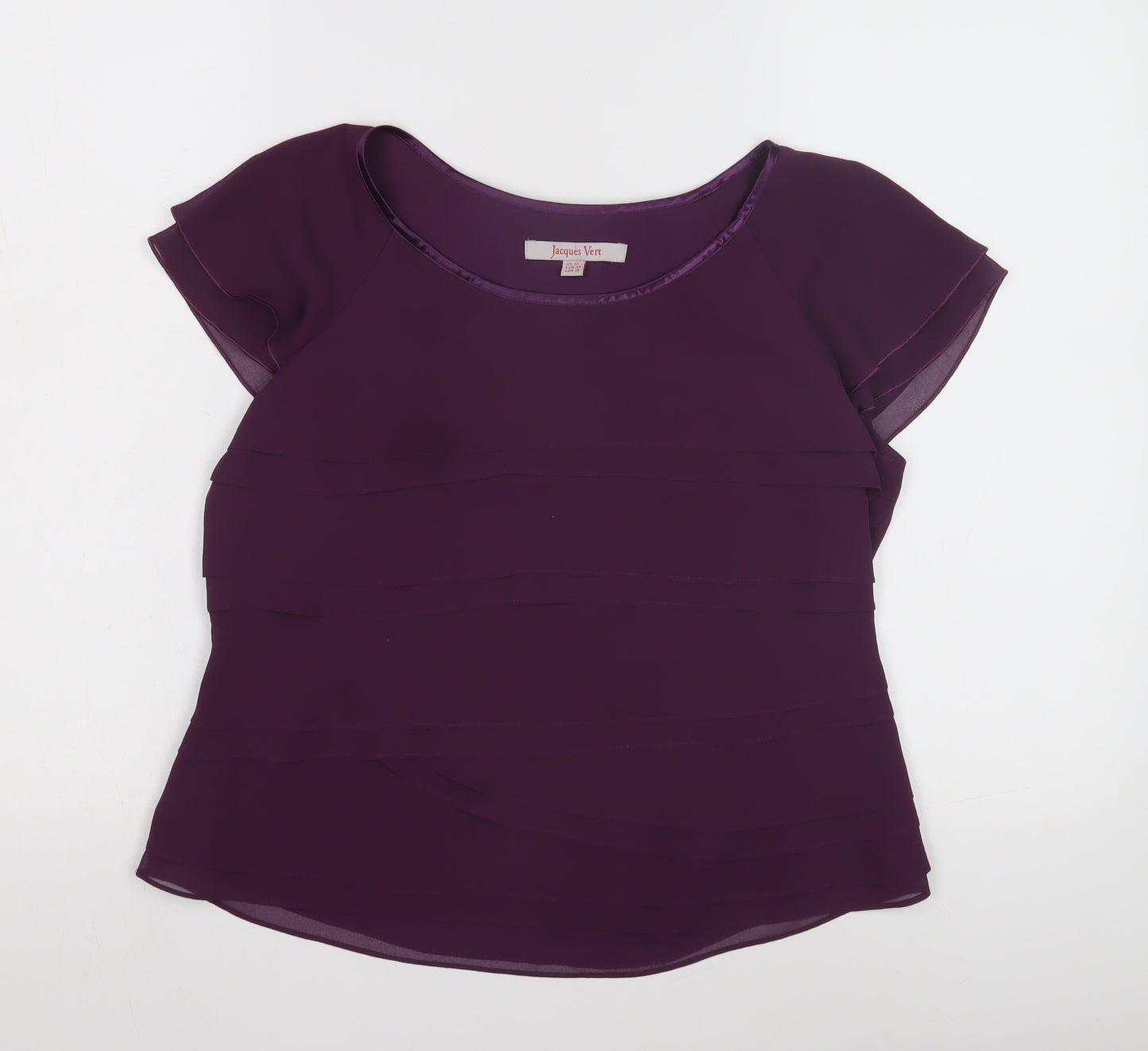 Jacques Vert Women's Purple Blouse, Size 12, Short Sleeve