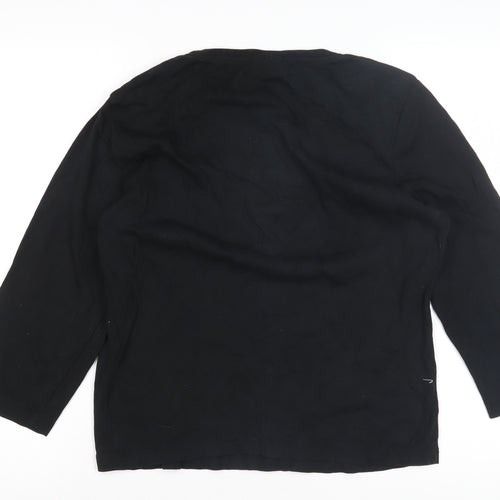 Xe Women's Black Embroidered T-Shirt, Size 16, Cotton