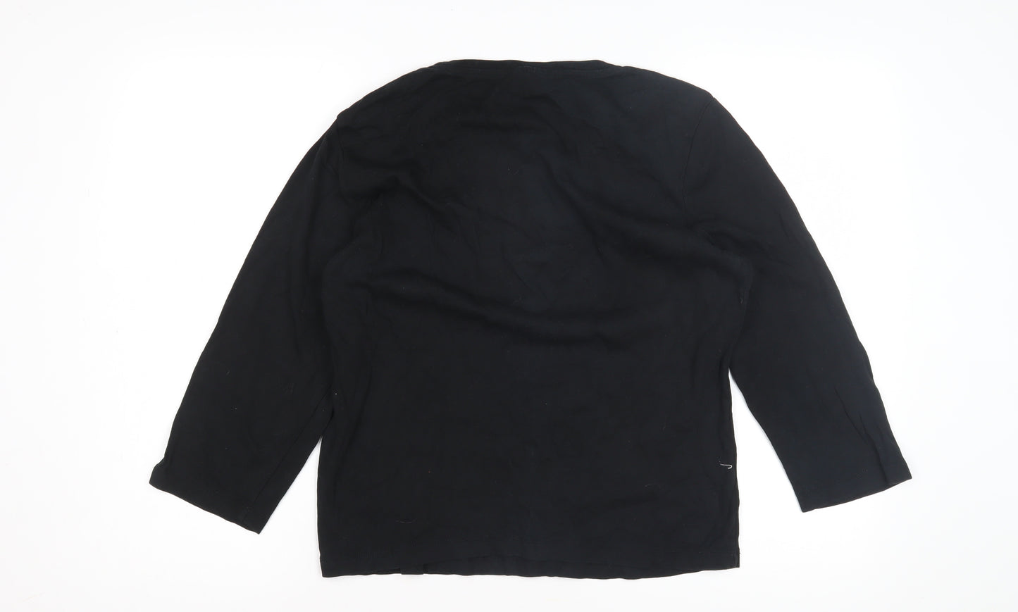 Xe Women's Black Embroidered T-Shirt, Size 16, Cotton