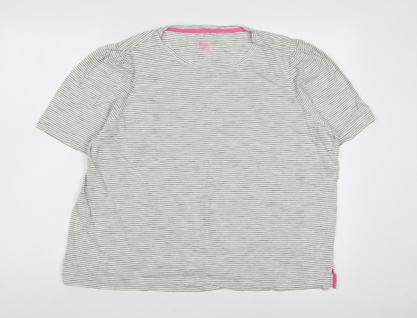 Boden Women's XL White Striped T-Shirt, Casual Style