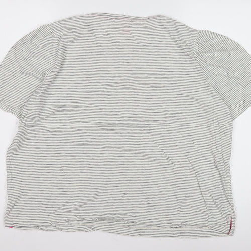 Boden Women's XL White Striped T-Shirt, Casual Style