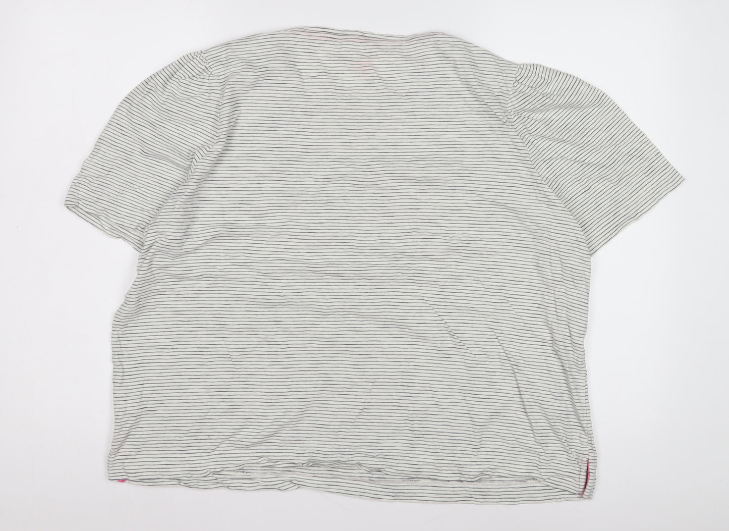 Boden Women's XL White Striped T-Shirt, Casual Style