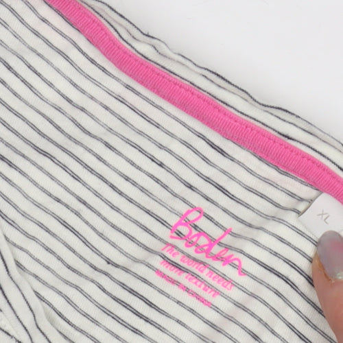 Boden Women's XL White Striped T-Shirt, Casual Style