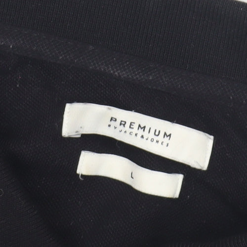 Jack & Jones Men's Black Polo Shirt Size L Casual