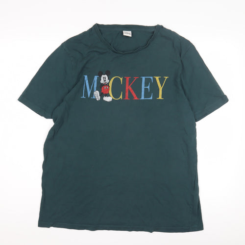 Disney Men’s Green Mickey Mouse Graphic T-Shirt, Size L