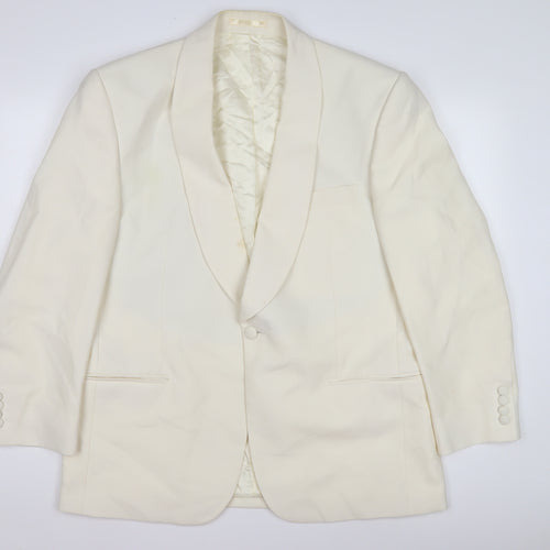 Racing Green Men's Ivory Shawl Lapel Blazer, 44 Short