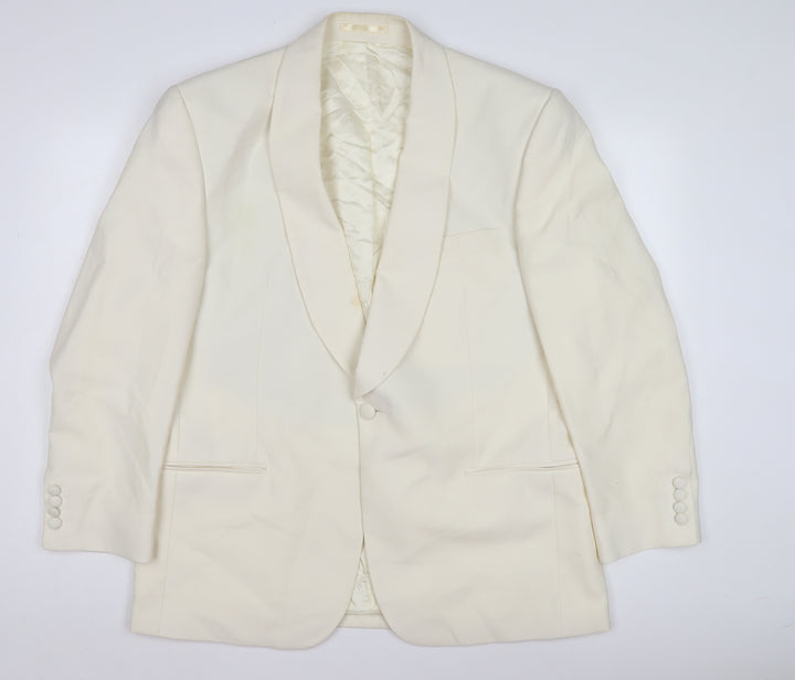 Racing Green Men's Ivory Shawl Lapel Blazer, 44 Short