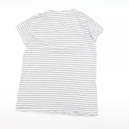 Beverly Hills Polo Club Women's Grey Striped T-Shirt