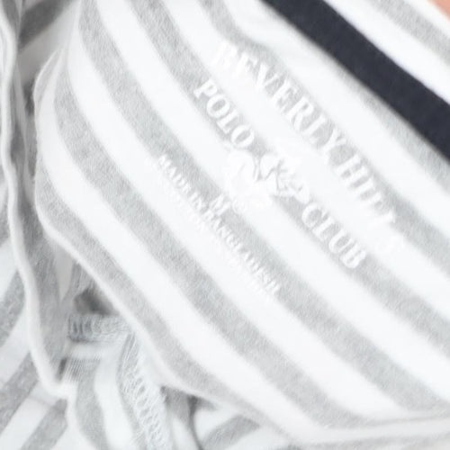 Beverly Hills Polo Club Women's Grey Striped T-Shirt